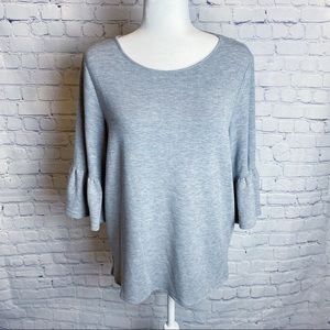 Adrianna Papell 3/4 Ruffle Bell Sleeve Top